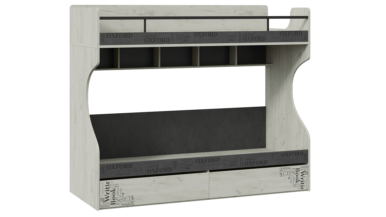 Оксфорд-2 Кровать двухъярусная 80х200 см. Дуб крафт белый/Матера 