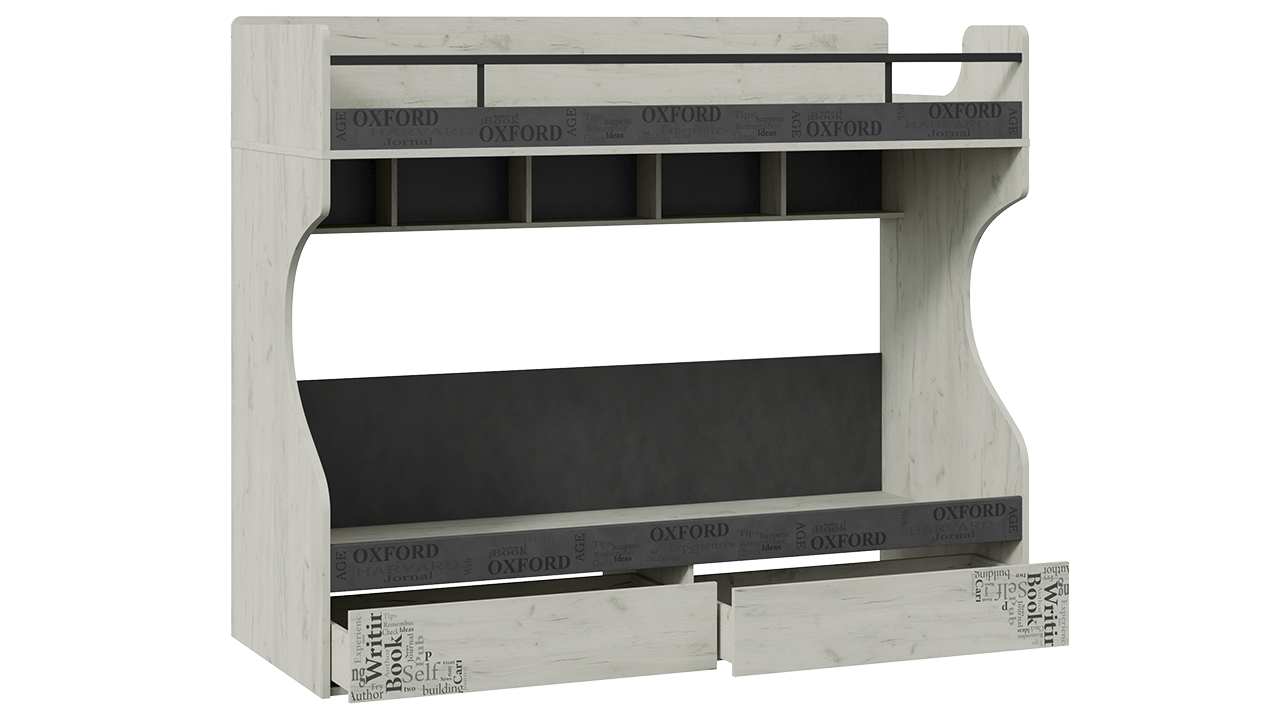 Оксфорд-2 Кровать двухъярусная 80х200 см. Дуб крафт белый/Матера 