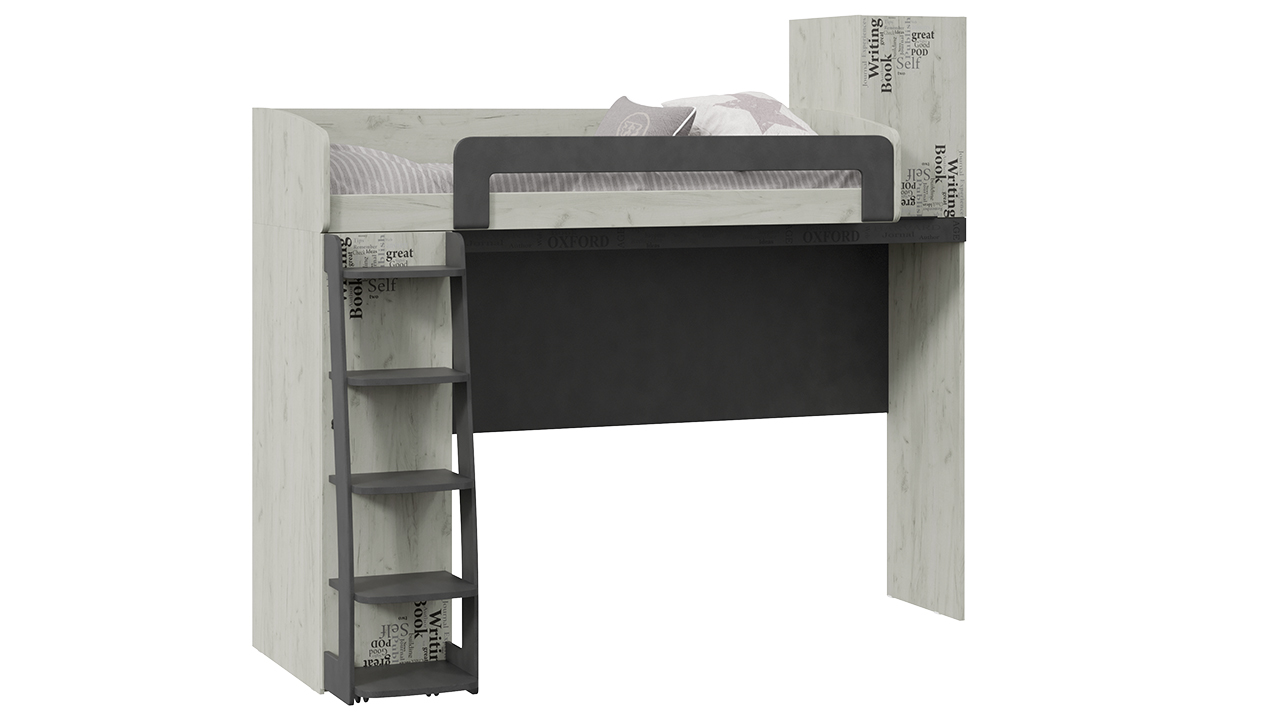 Оксфорд-2 Кровать-чердак 80х200 см. Дуб крафт белый/Матера