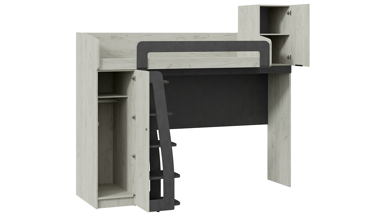 Оксфорд-2 Кровать-чердак 80х200 см. Дуб крафт белый/Матера