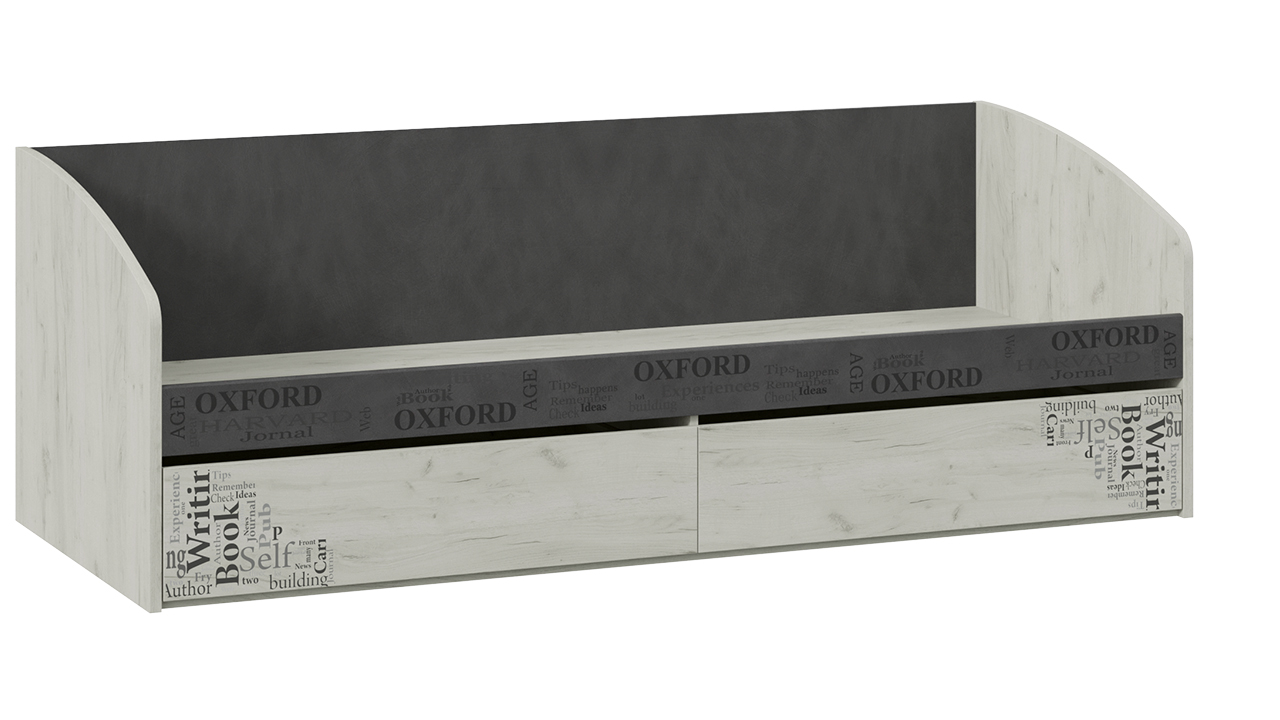 Оксфорд-2 Кровать с 2 ящиками 80х200 см. Дуб крафт белый/Матера