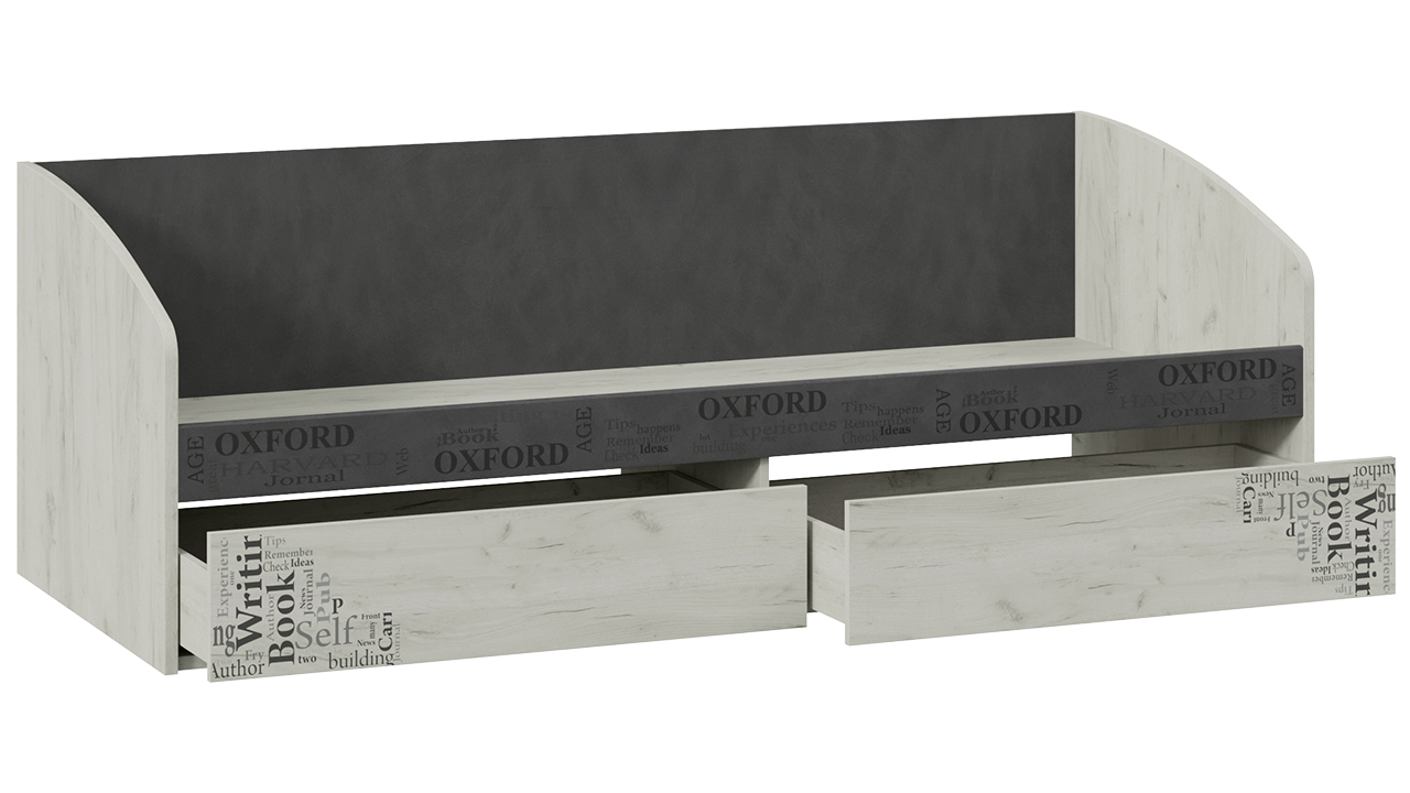 Оксфорд-2 Кровать с 2 ящиками 80х200 см. Дуб крафт белый/Матера