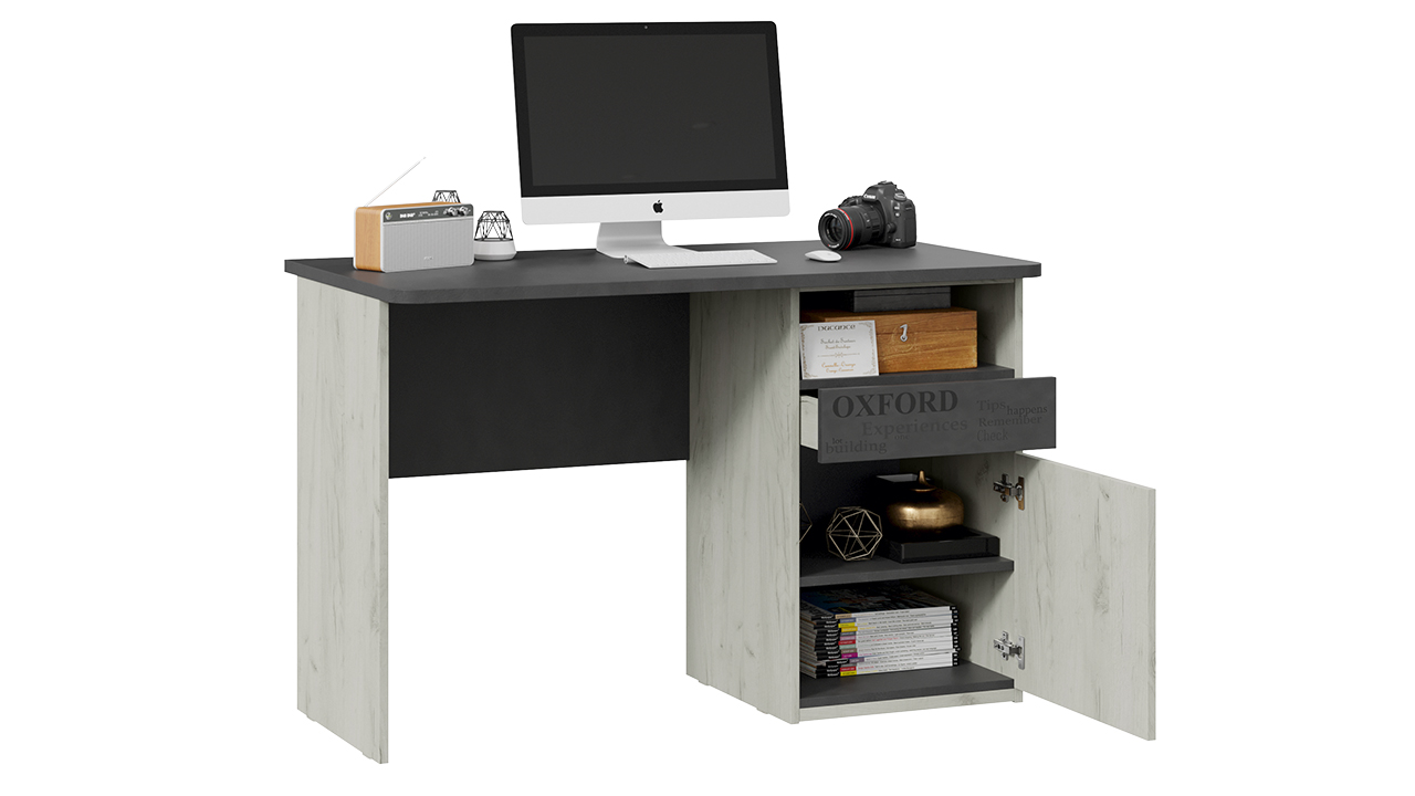 Оксфорд-2 Стол с ящиками Дуб крафт белый/Матера