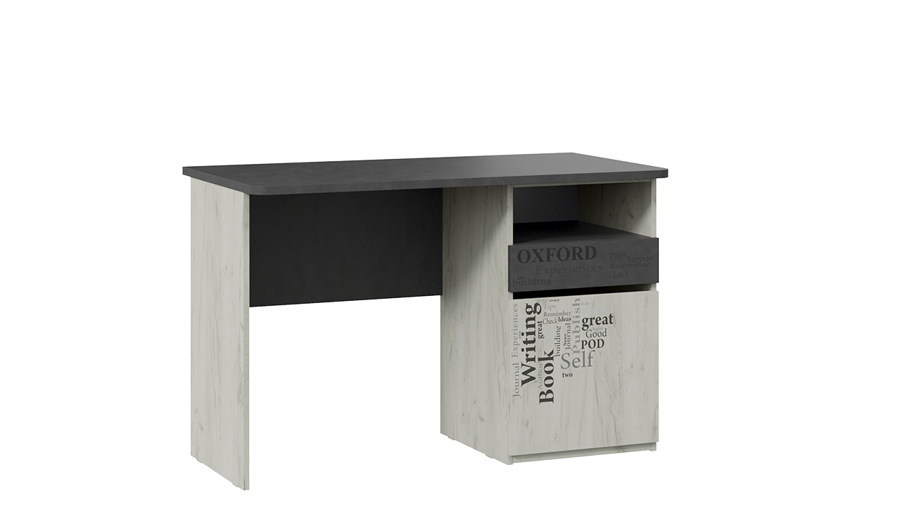 Оксфорд-2 Стол с ящиками Дуб крафт белый/Матера