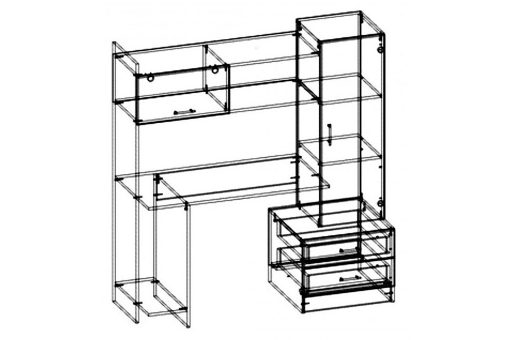 ПКС-7 Стол письменный Ясень шимо тёмный/Шимо светлый