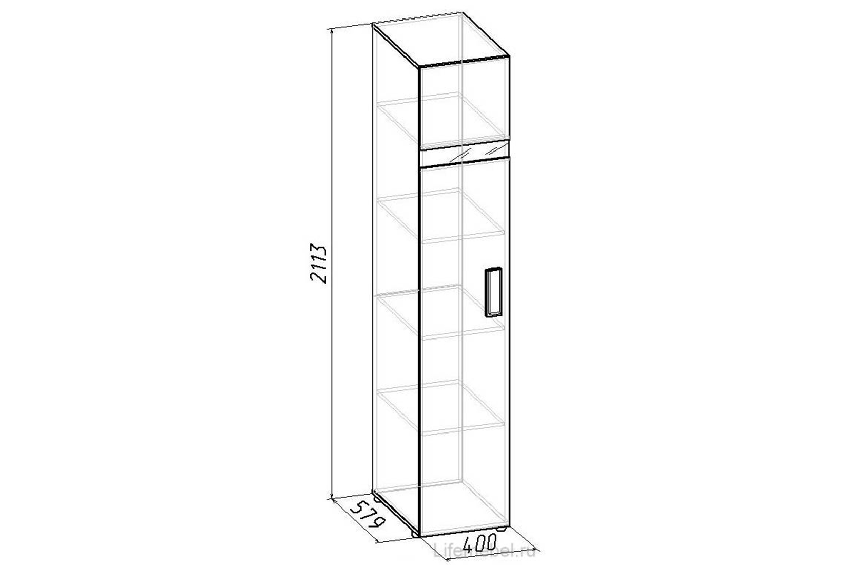 Hyper Шкаф для белья 1 Фасад Палисандр (правый)