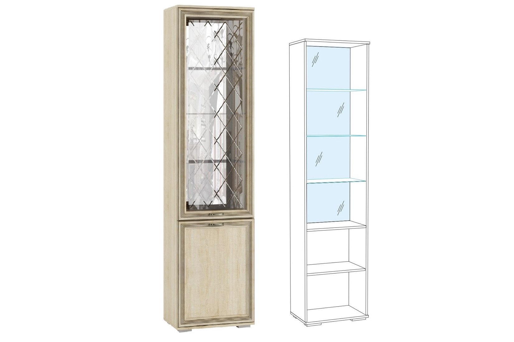 Пенал с витриной Ливорно ЛШ-4, дуб