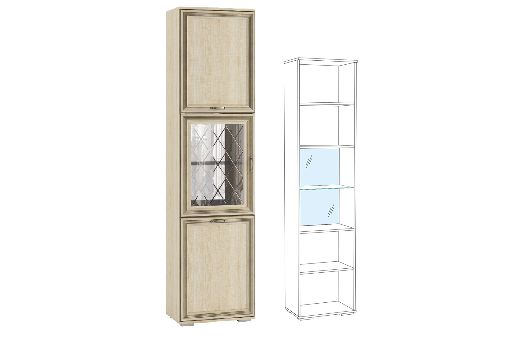 Пенал с витриной Ливорно ЛШ-5, дуб