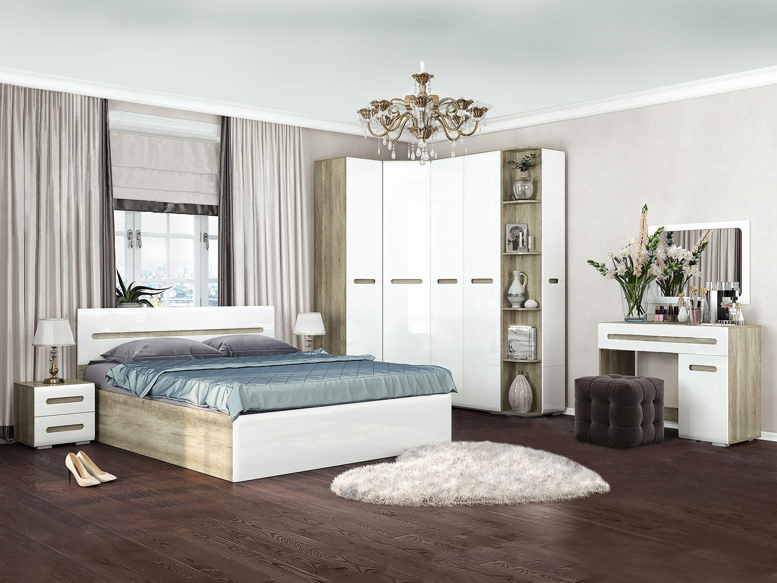 Пенал с открытыми полками Наоми ПН-15, белый глянец