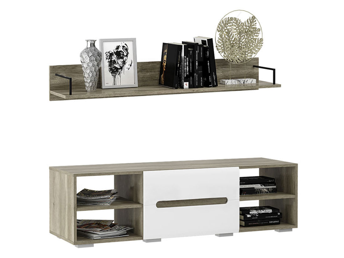 Тумба для ТВ с полками Наоми ТБ-16, белый глянец