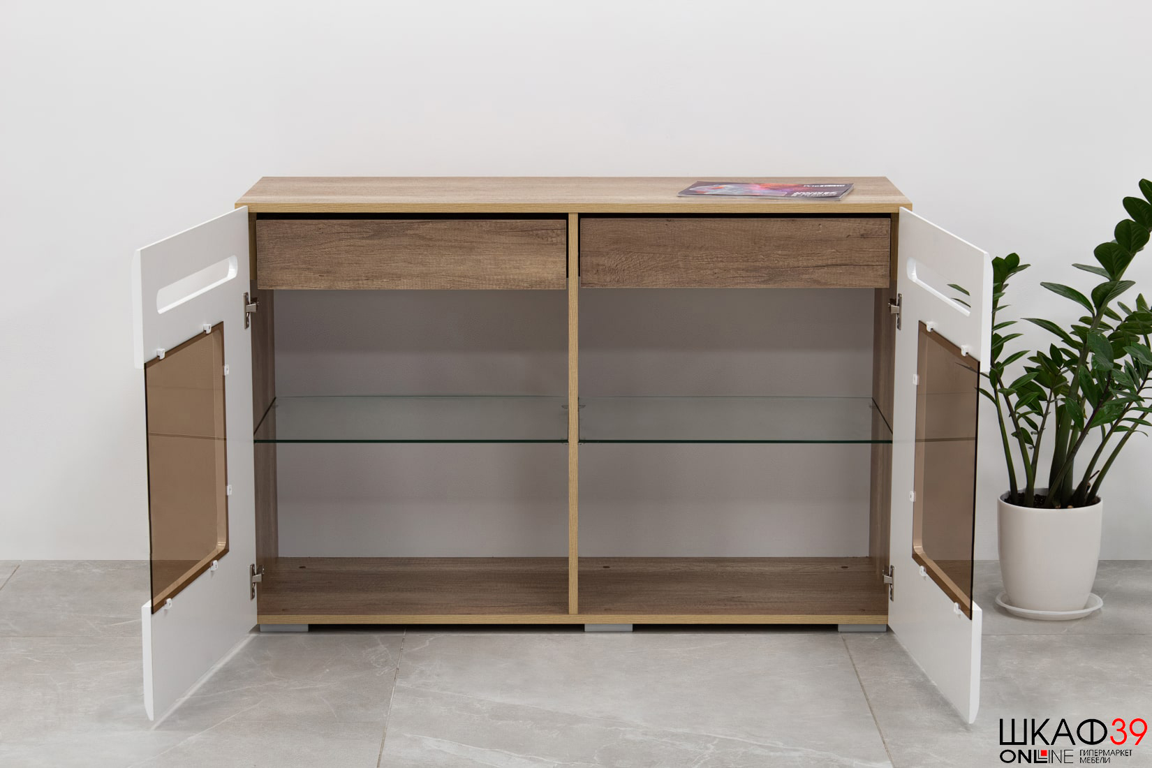 Комод длинный Наоми КМ-10, белый глянец