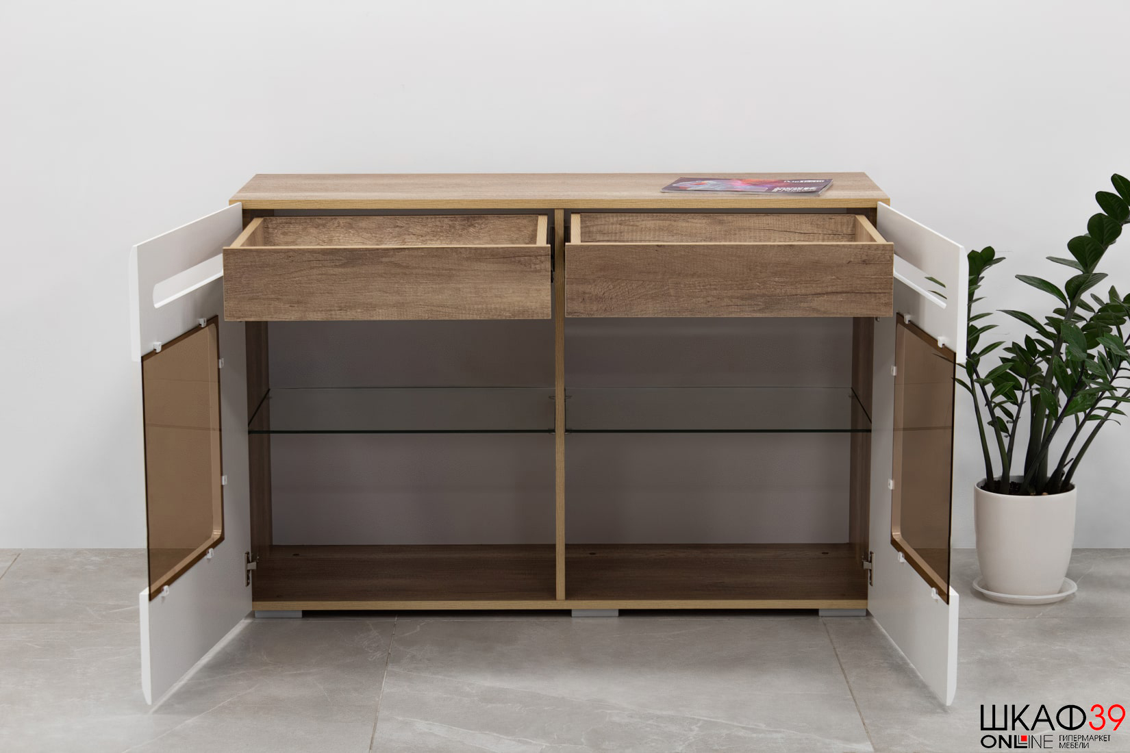 Комод длинный Наоми КМ-10, белый глянец