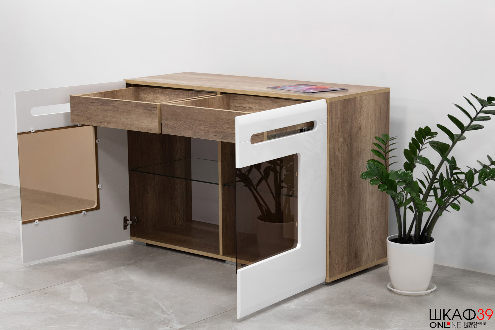 Комод длинный Наоми КМ-10, белый глянец