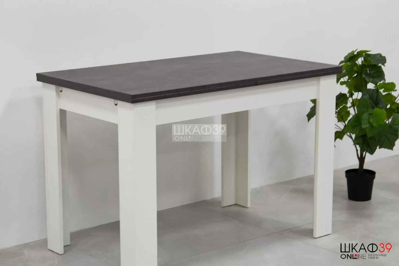 Промо тип 4 Стол раздвижной (Белый/Ателье темный)