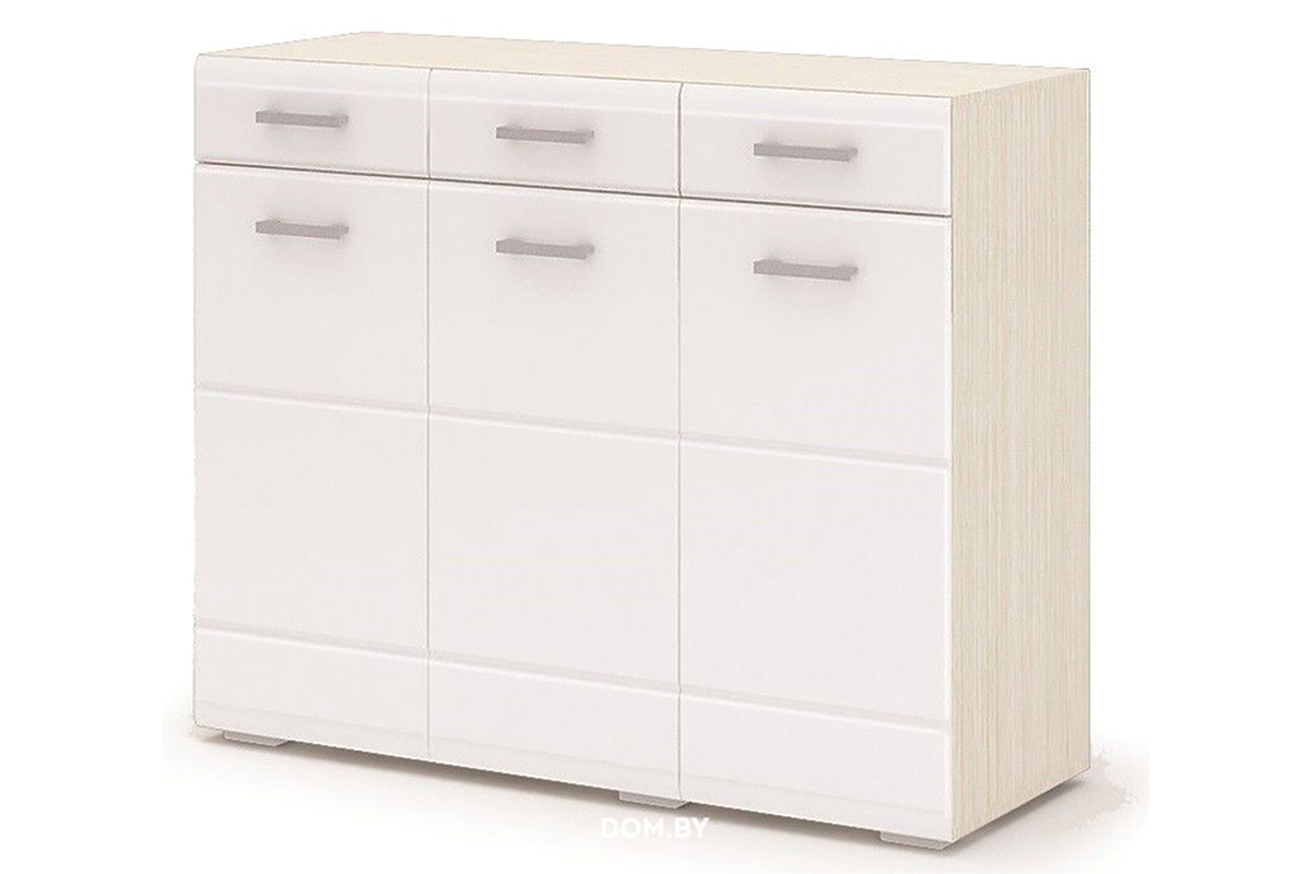 Симба Комод 3 ящика белый глянец/белфорт