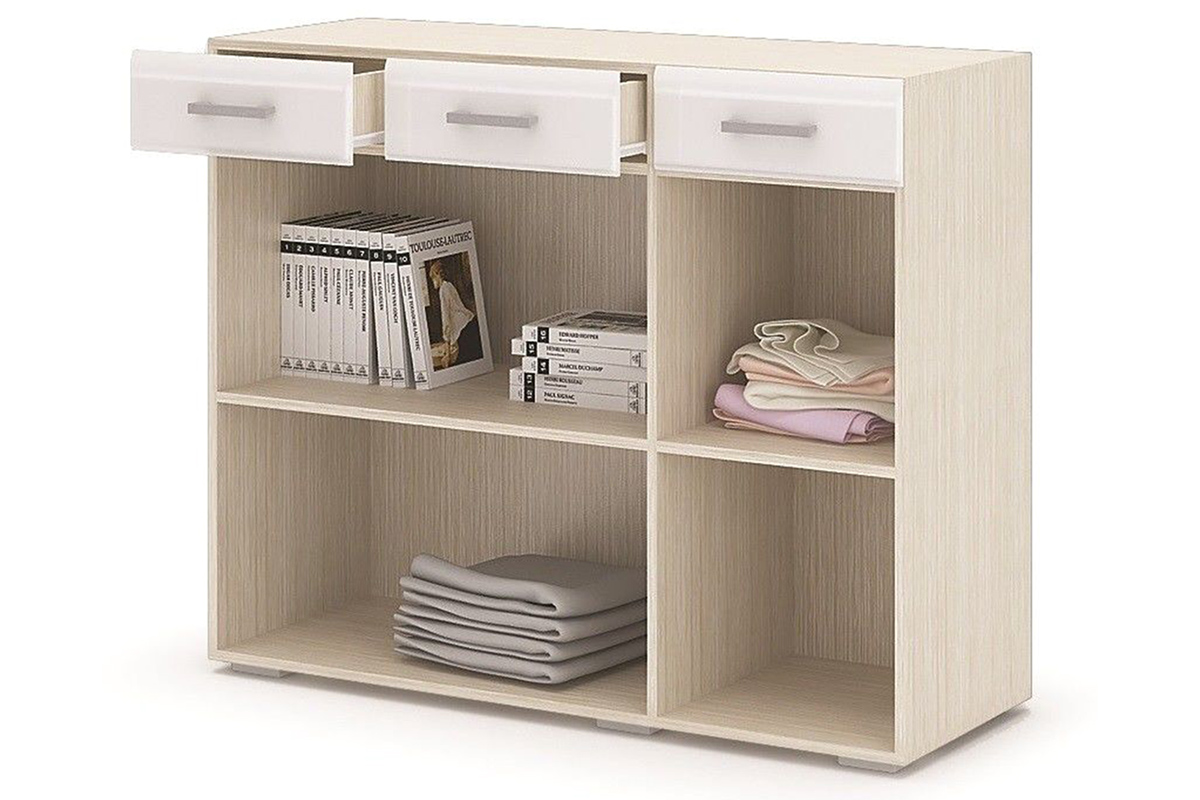 Симба Комод 3 ящика белый глянец/белфорт