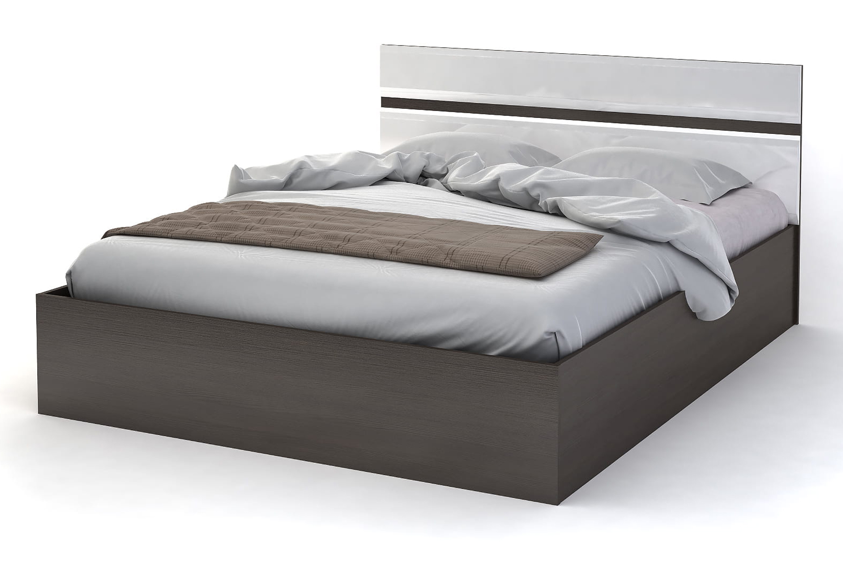 Вегас Кровать 1,6 белый глянец/венге с настилом