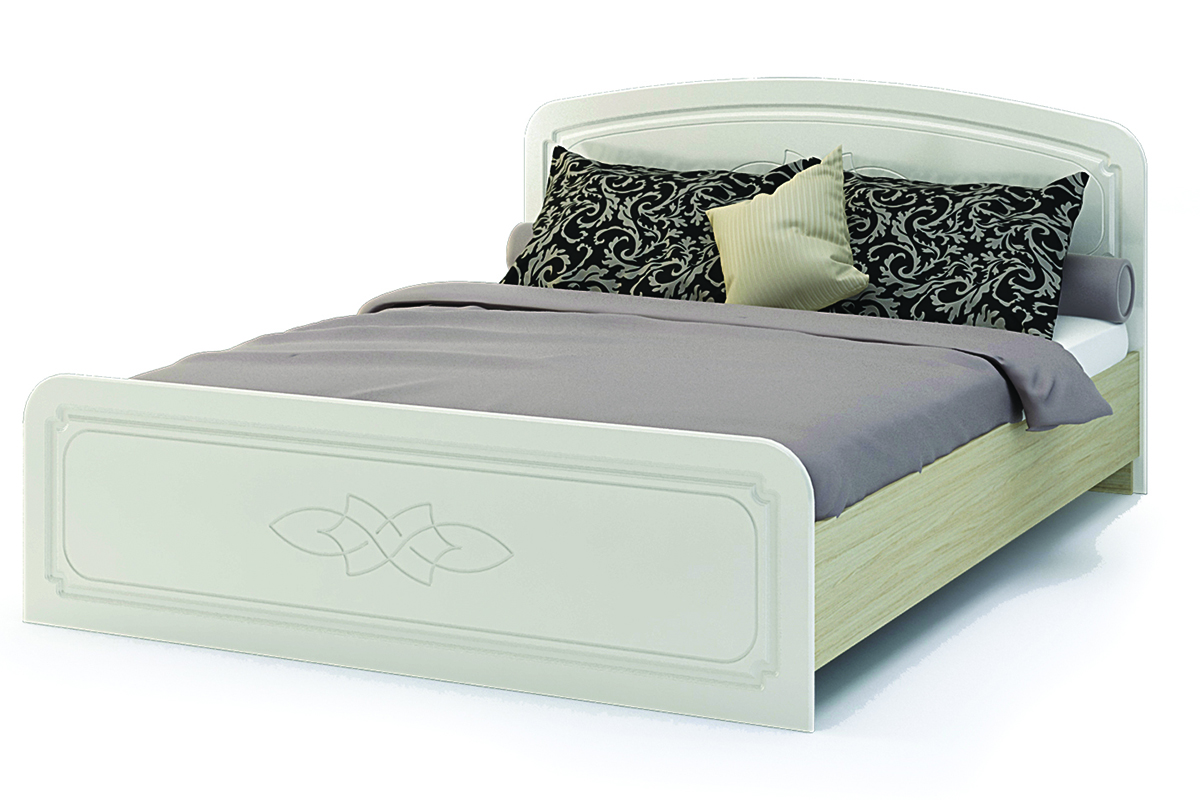 Виктория Кровать КР 911 (140/200)  жемчуг/белфорт с ДСП настилом