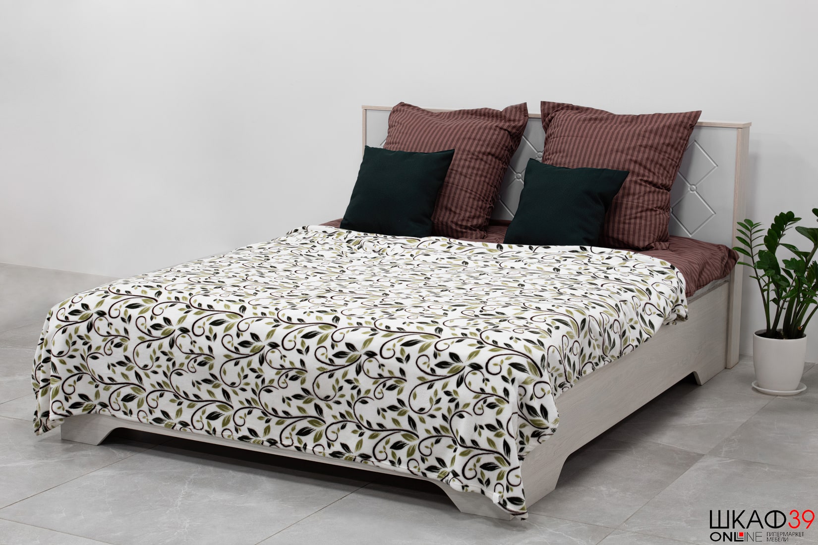 Сальма Кровать с ДСП настилом  КР 021 (140*200) белый глянец/анкор