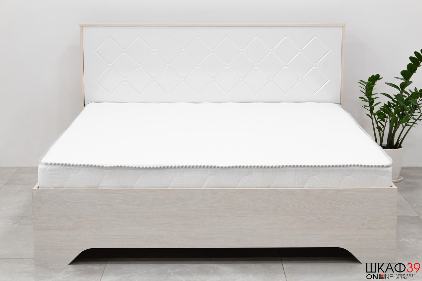 Сальма Кровать ЛДСП настилом    КР 022 (160*200) белый глянец/анкор