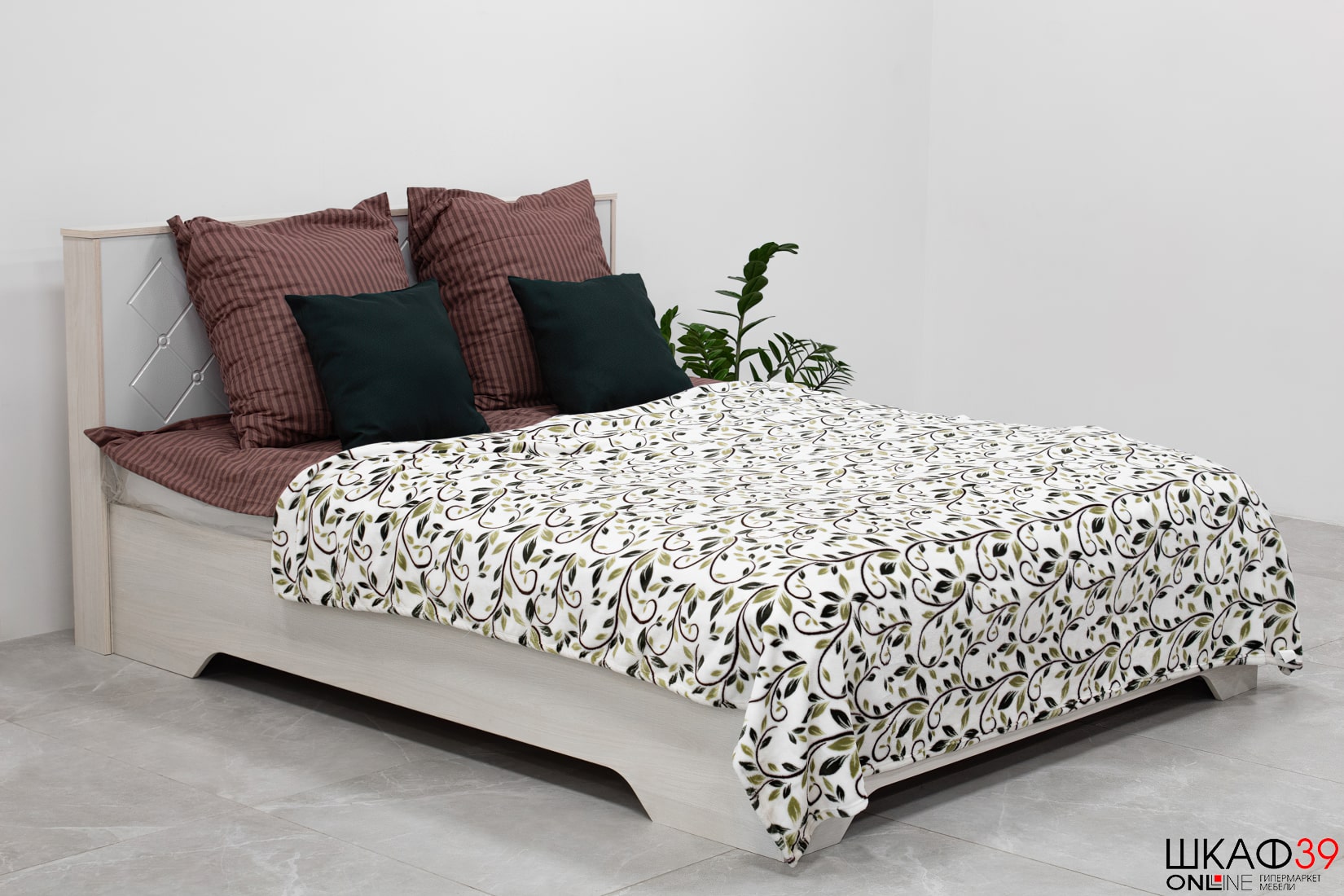 Сальма Кровать ЛДСП настилом    КР 022 (160*200) белый глянец/анкор