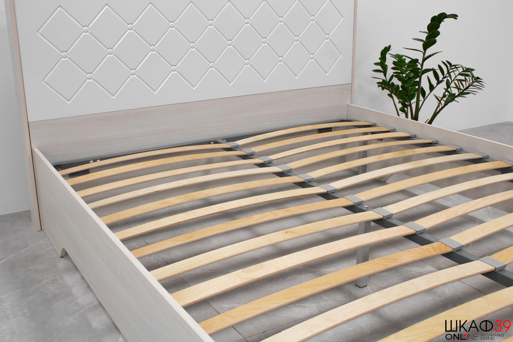 Сальма Кровать 160 КР 024 белый глянец/анкор основание ламели