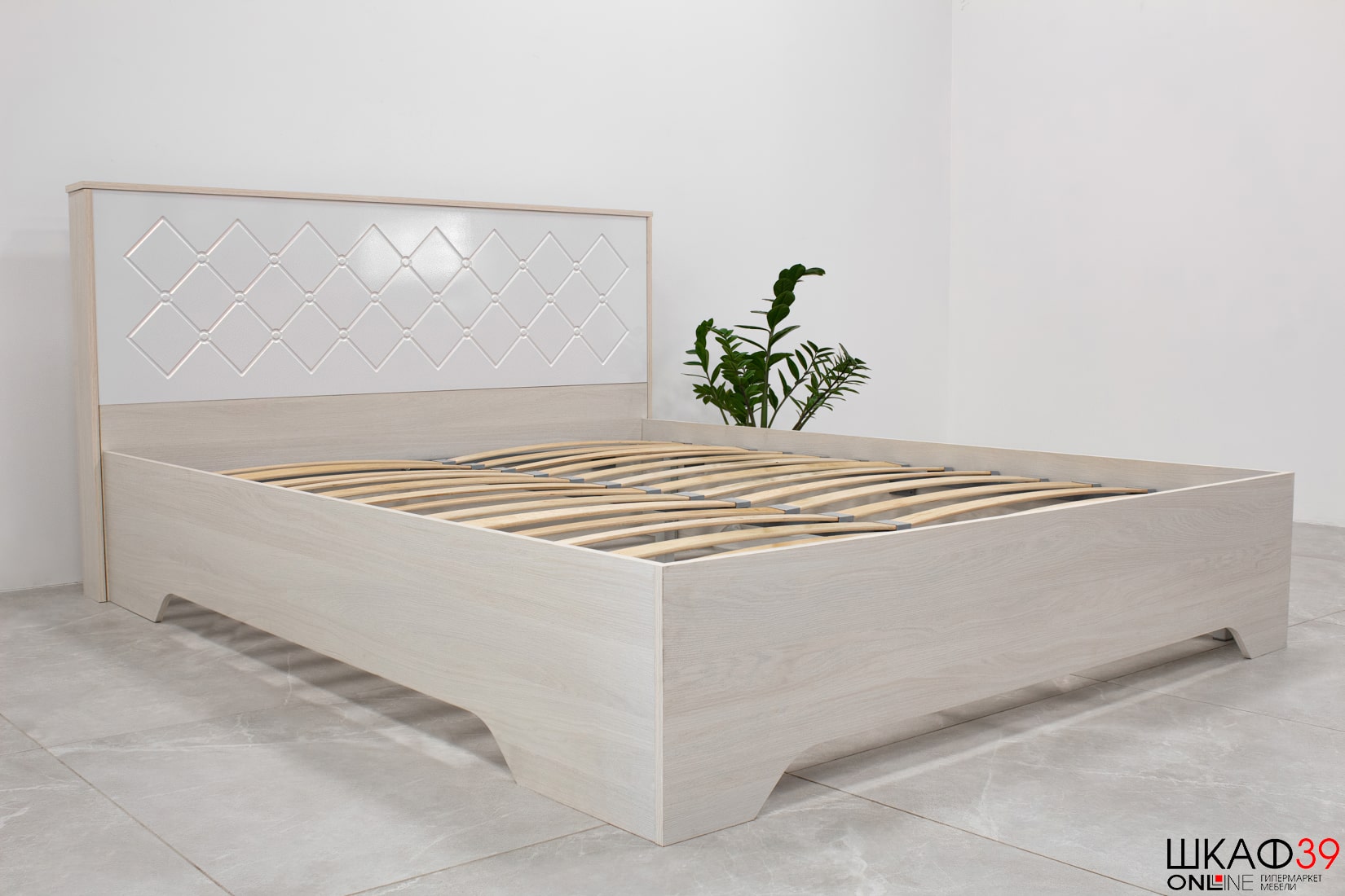 Сальма Кровать 160 КР 024 белый глянец/анкор основание ламели