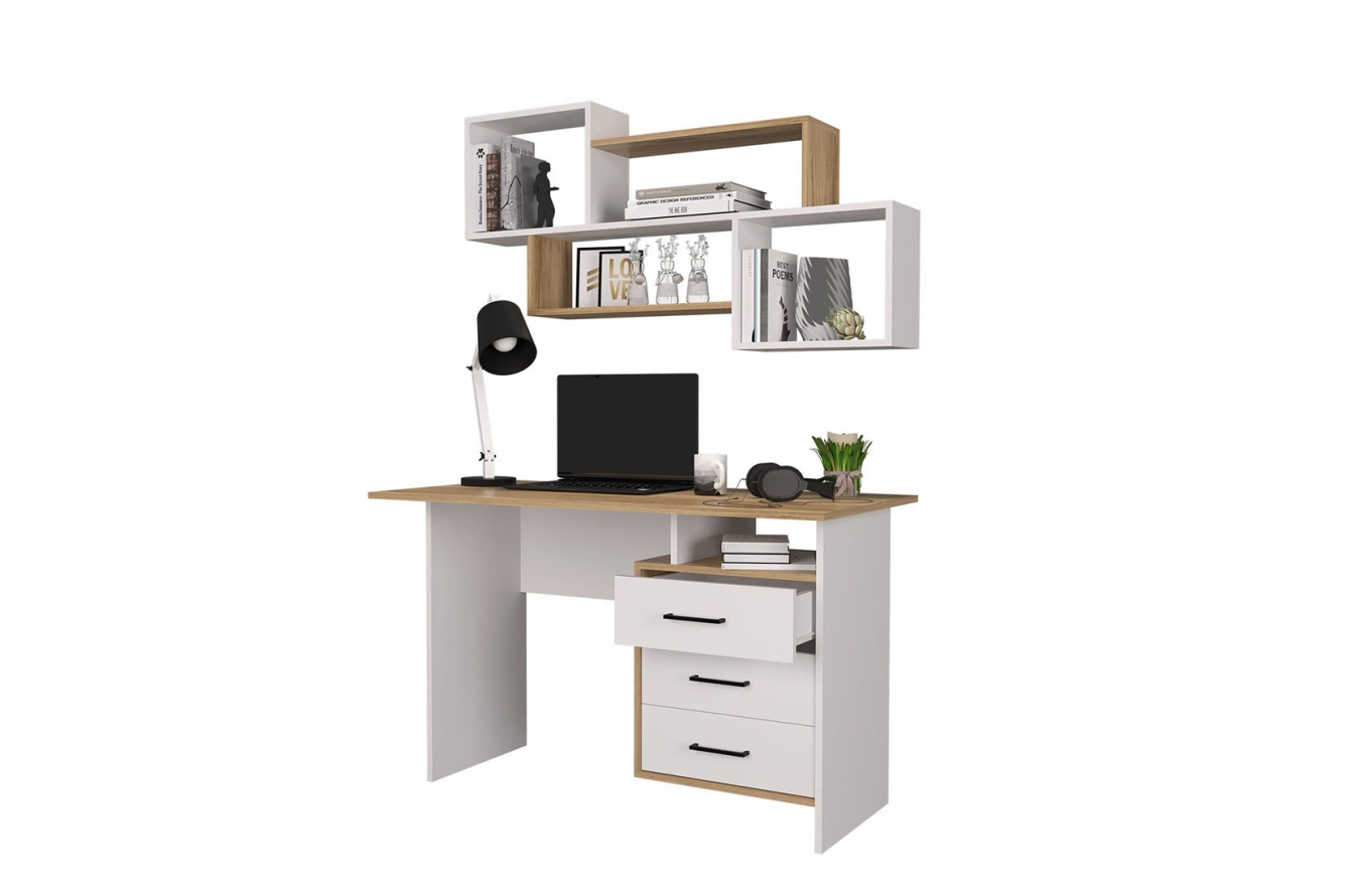 Лайт Полка навесная белый/дуб золотой