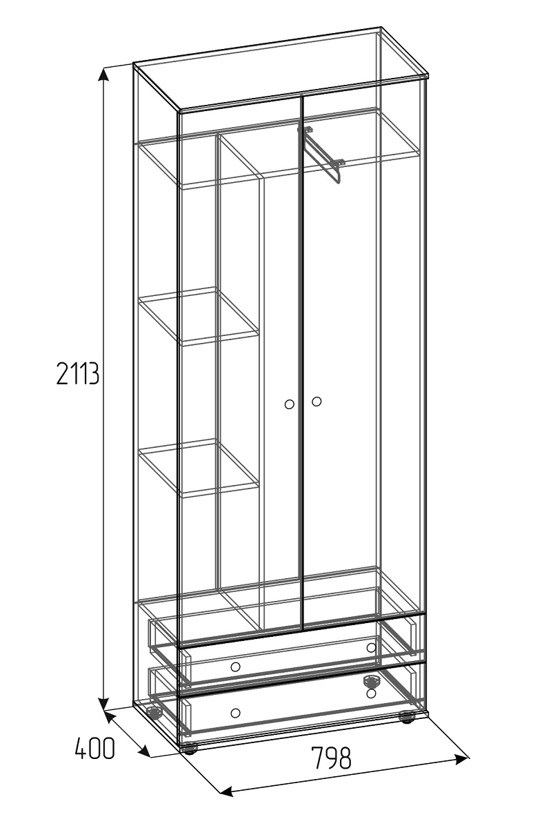 Шкаф для одежды и белья серый Лойс 92