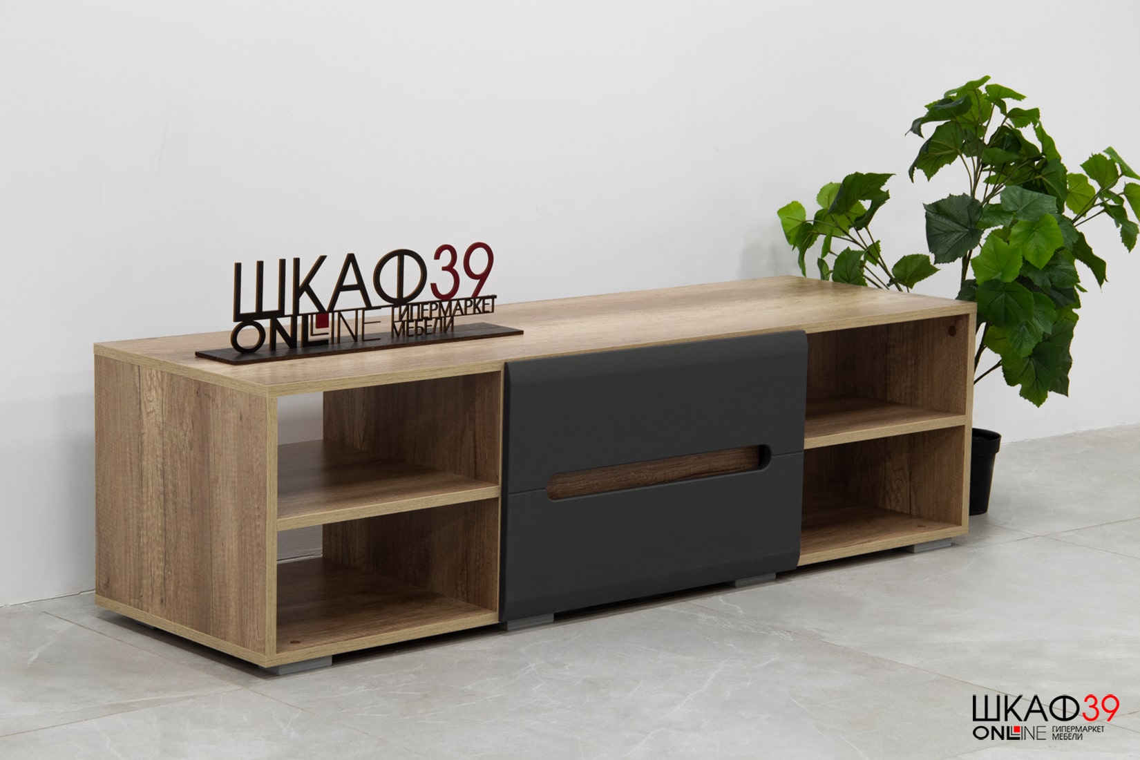 Тумба для ТВ с полками Наоми ТБ-16, графит