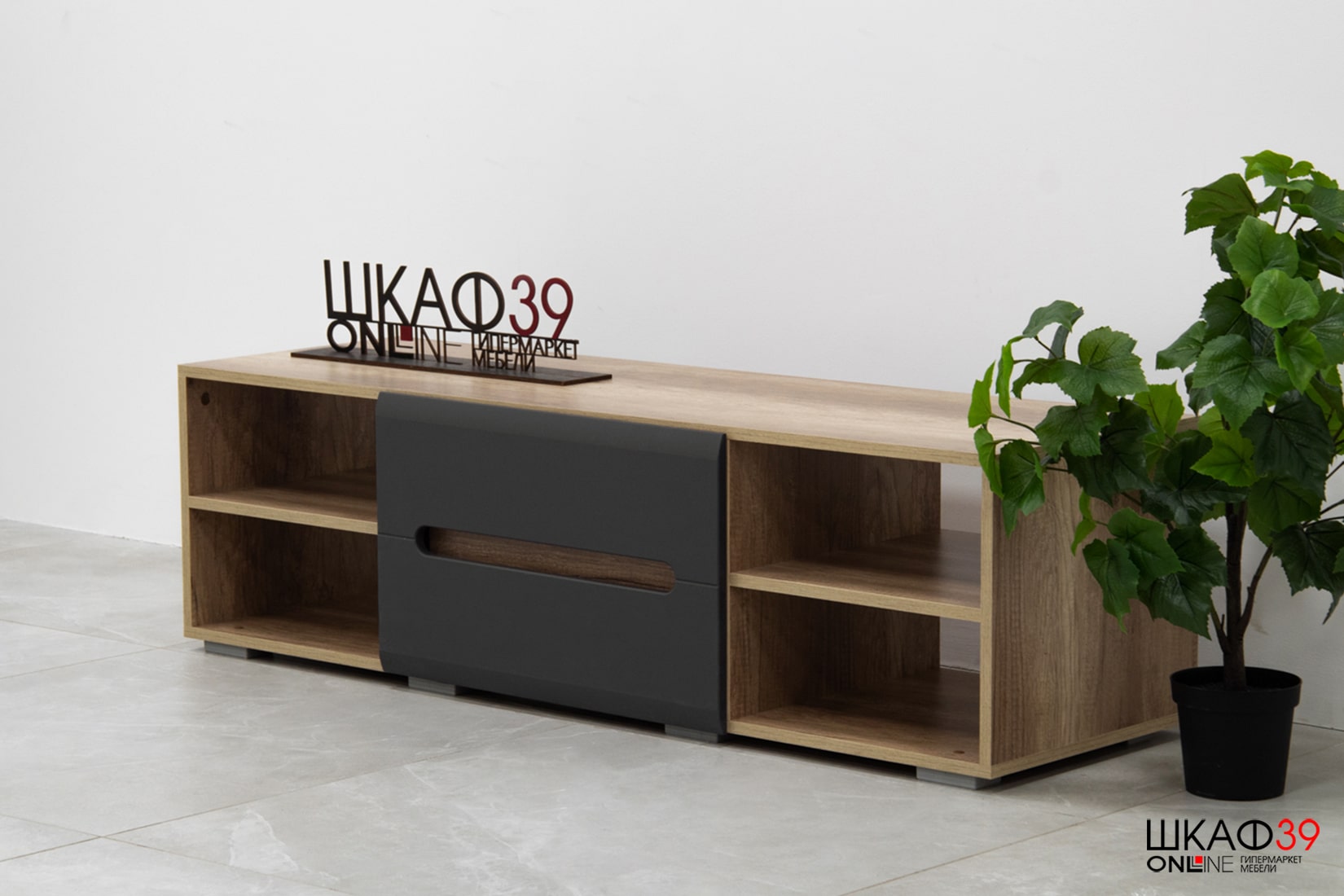 Тумба для ТВ с полками Наоми ТБ-16, графит