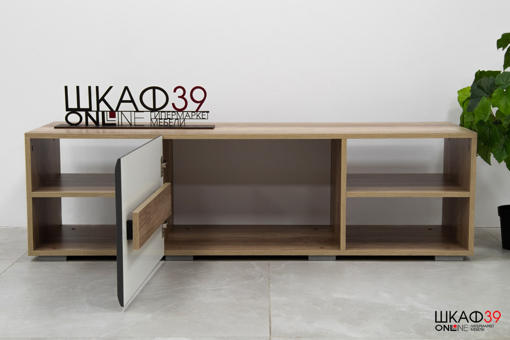 Тумба для ТВ с полками Наоми ТБ-16, графит