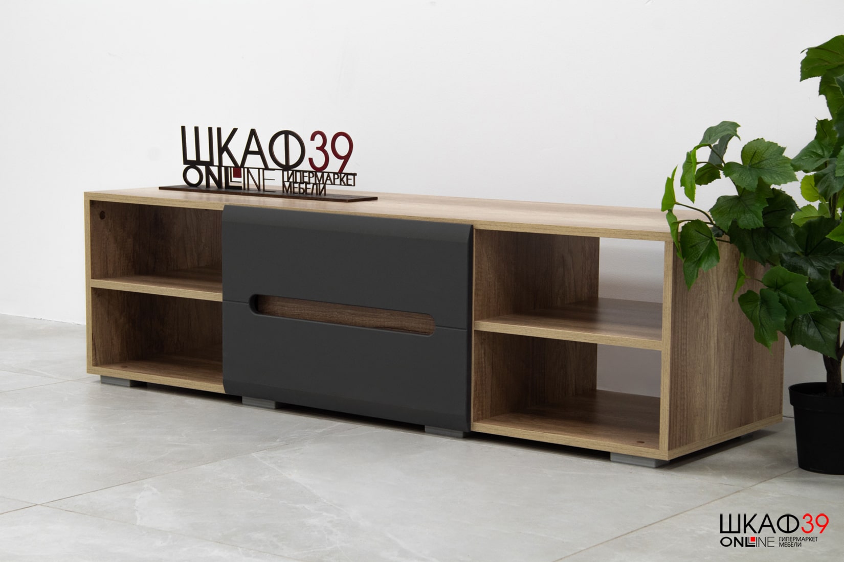 Тумба для ТВ с полками Наоми ТБ-16, графит