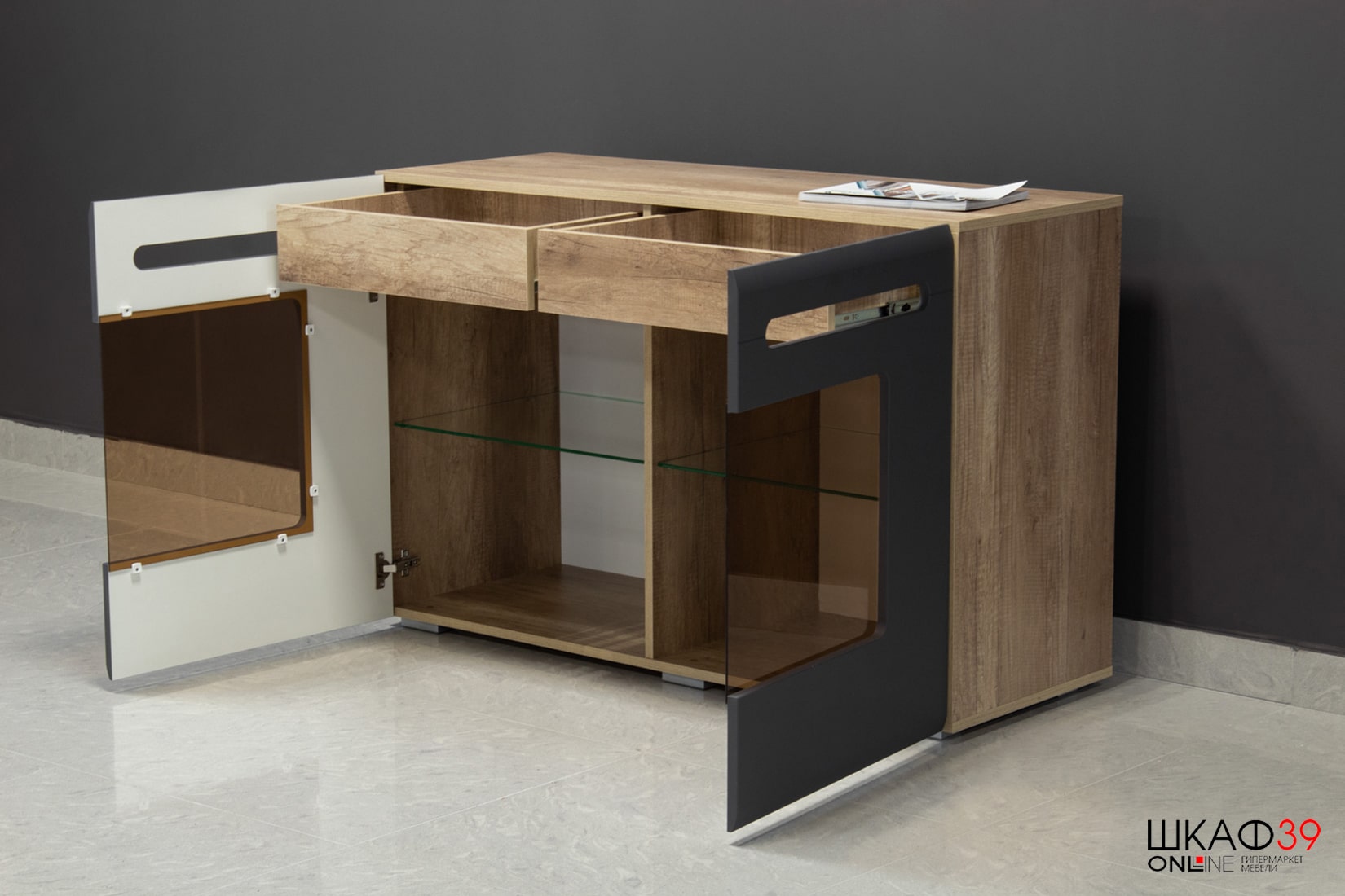 Комод Наоми КМ-10, Дуб каньон/Графит нубук