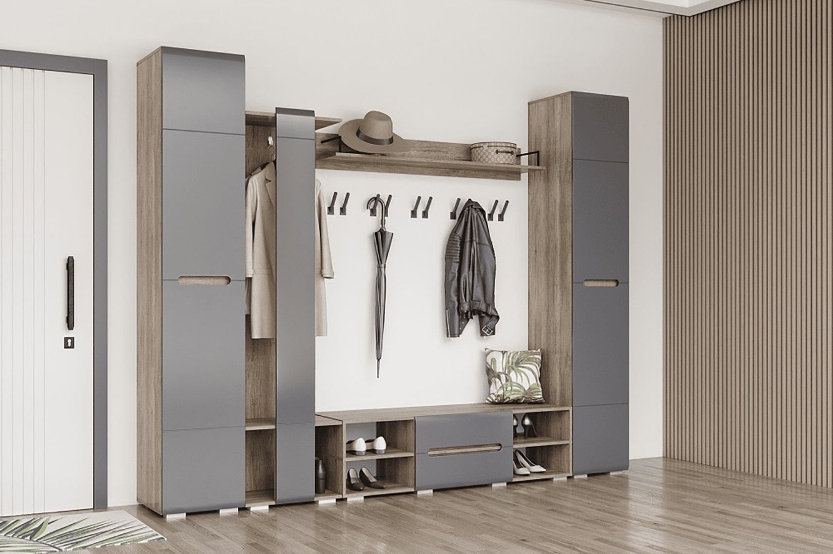 Наоми Прихожая Комплект 1 Дуб каньон/Графит нубук