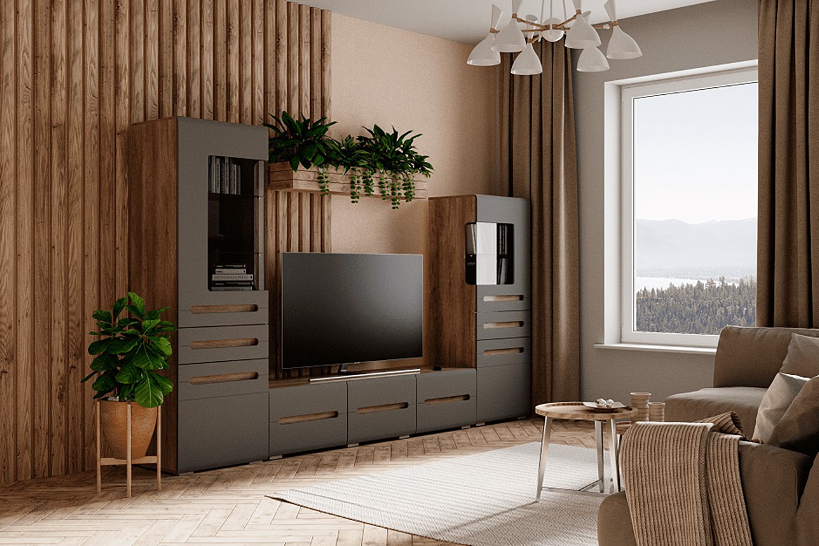 Наоми Стенка Комплект 2 Дуб каньон/Графит нубук