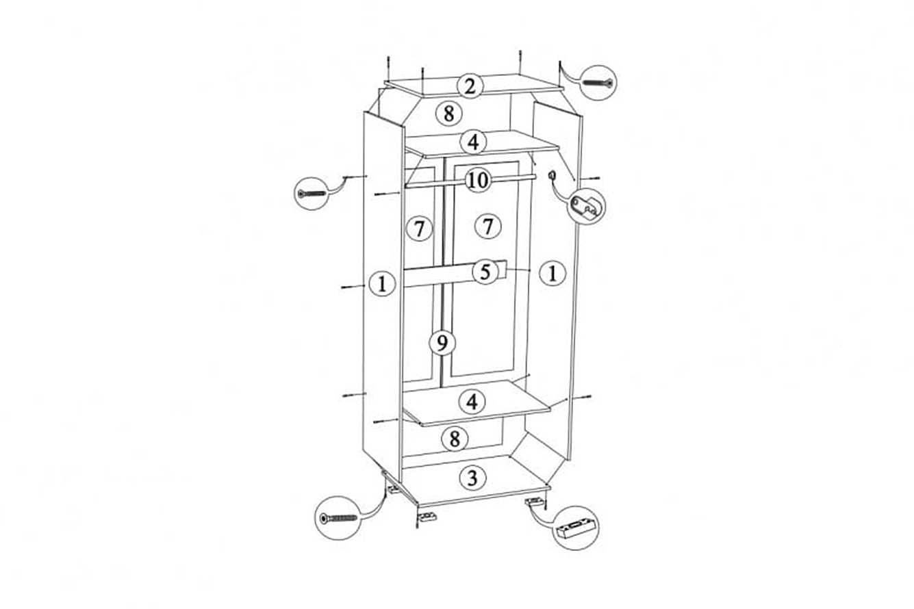 Вегас Шкаф 2-х створчатый белый/венге СМ