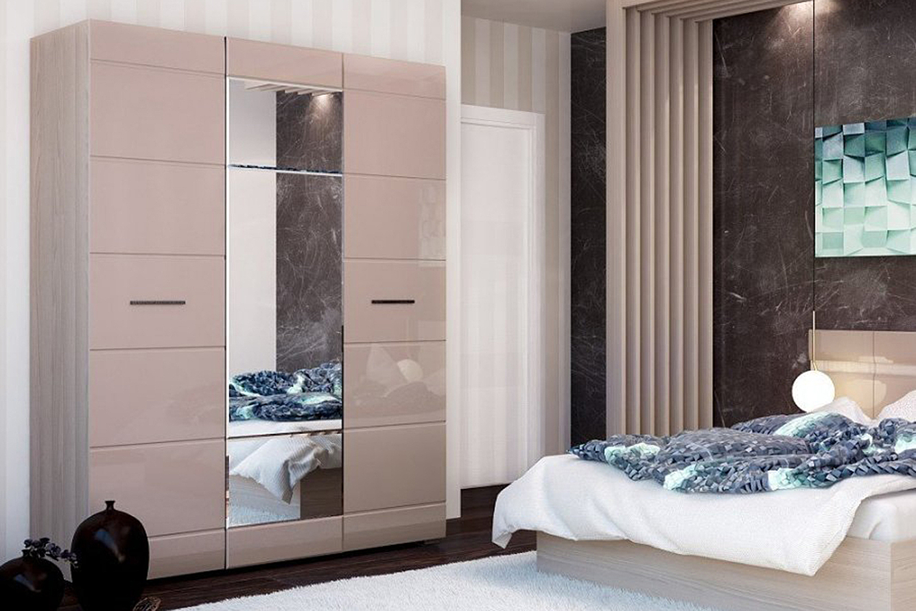 Вегас Шкаф 3-х створчатый кофе с молоком/шимо темный СМ