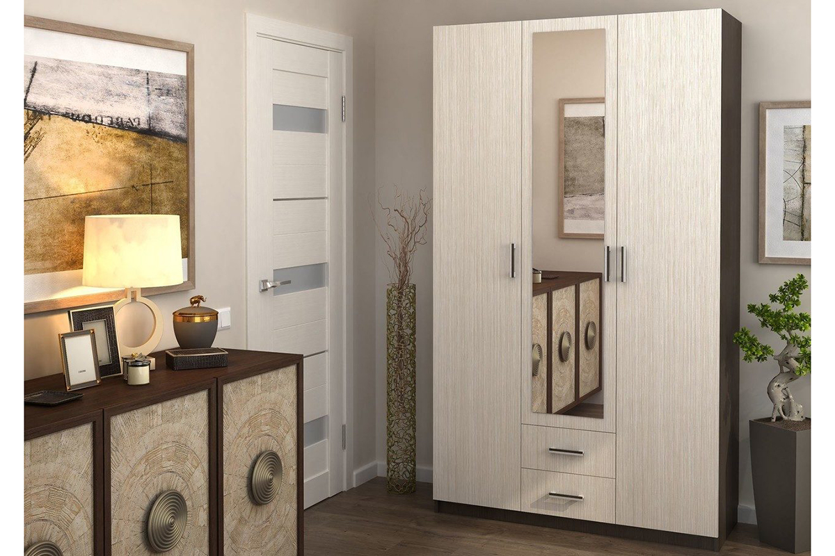 Трио Шкаф 3-х створчатый сонома/сонома