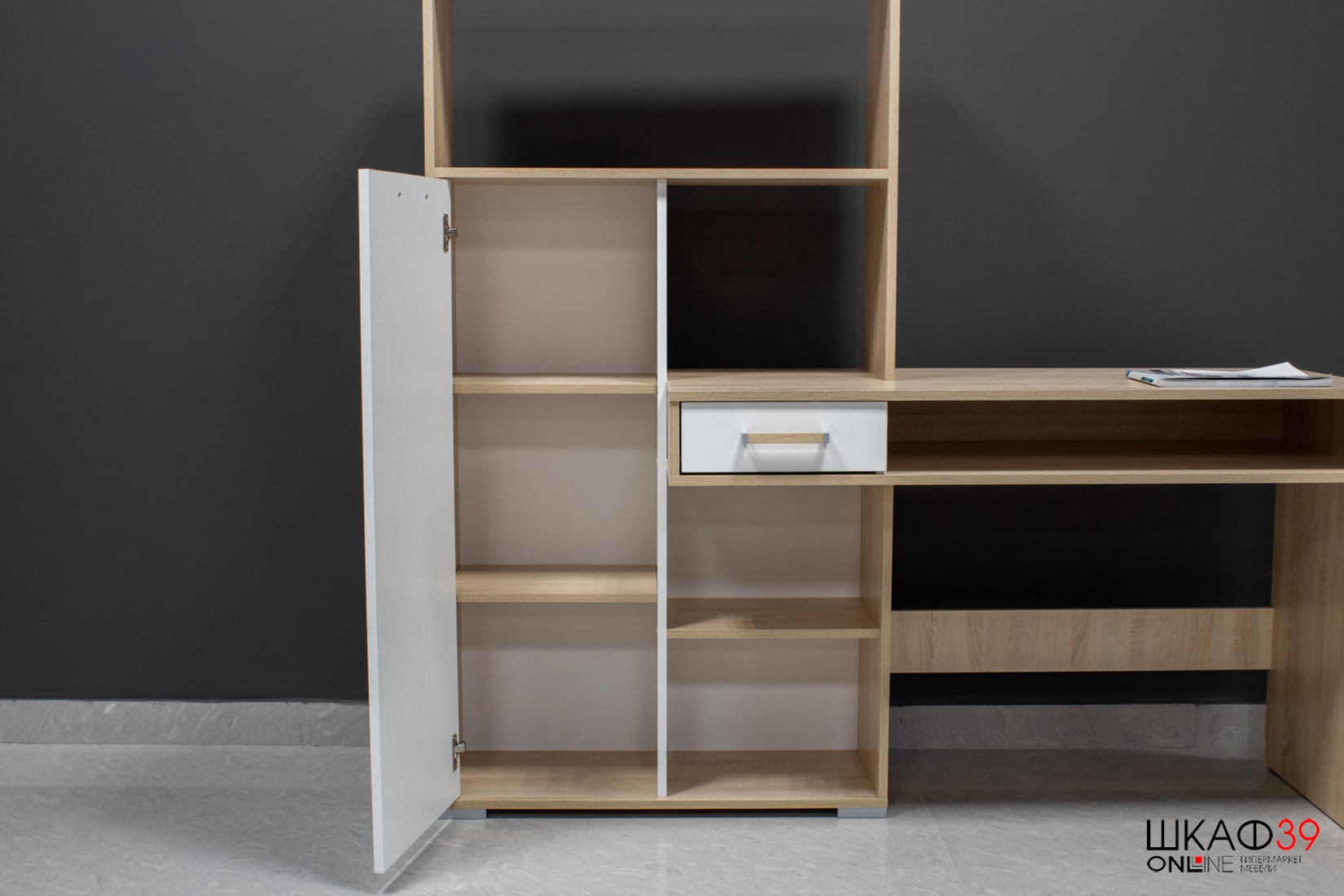 Стол компьютерный Квартет-8, дуб сонома/белый