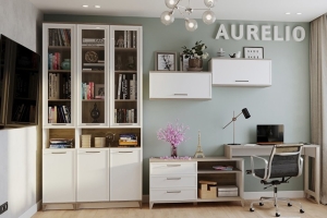 Аурелио Гостиная Комплект 3 Белый/Дуб сонома