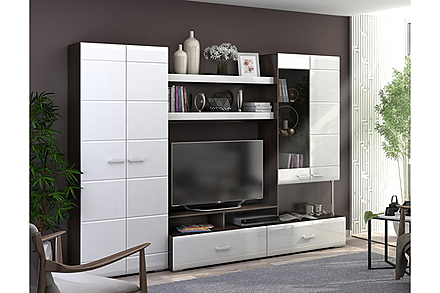 Вегас Стенка  1 венге/белый глянец