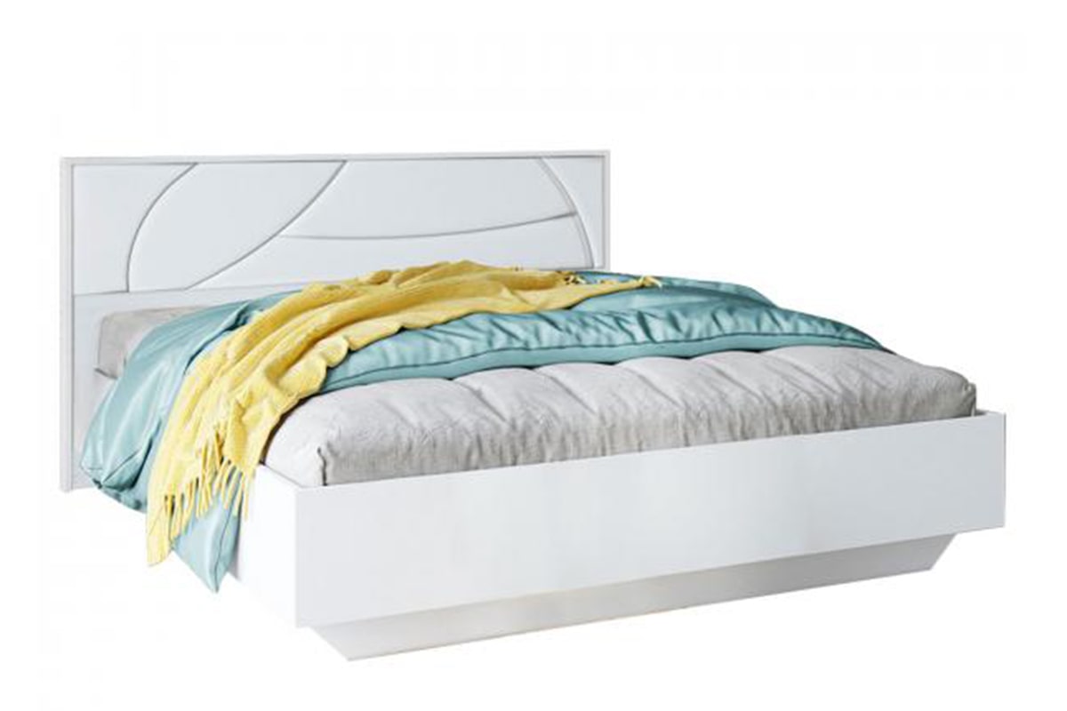 Мирти Кровать 160 с ортопед. основанием Белый шагрень/Белый глянец