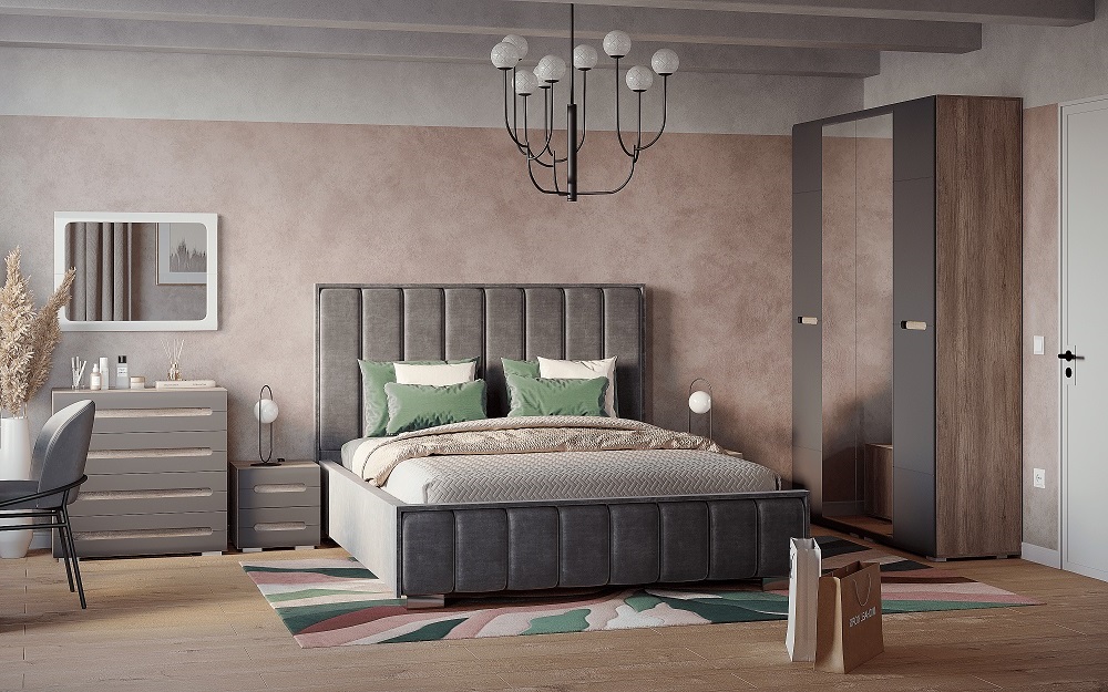 Кровать с подъемным механизмом Мирабель 160х200, серый