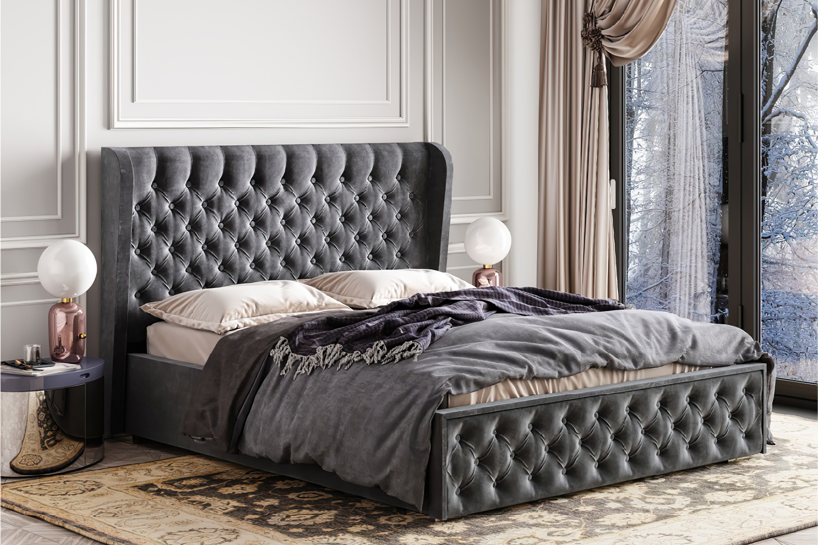 Кровать с подъемным механизмом Франческа 160х200, серый