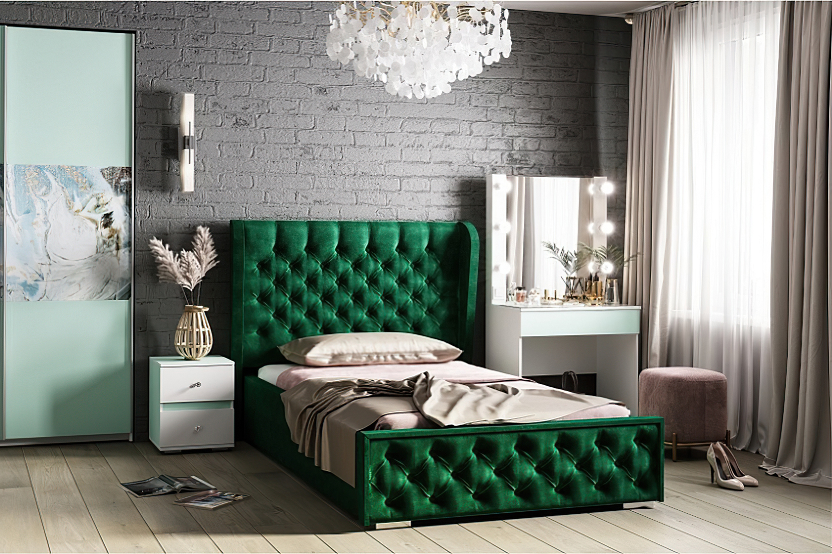 Кровать с подъемным механизмом Франческа 160х200, зеленый