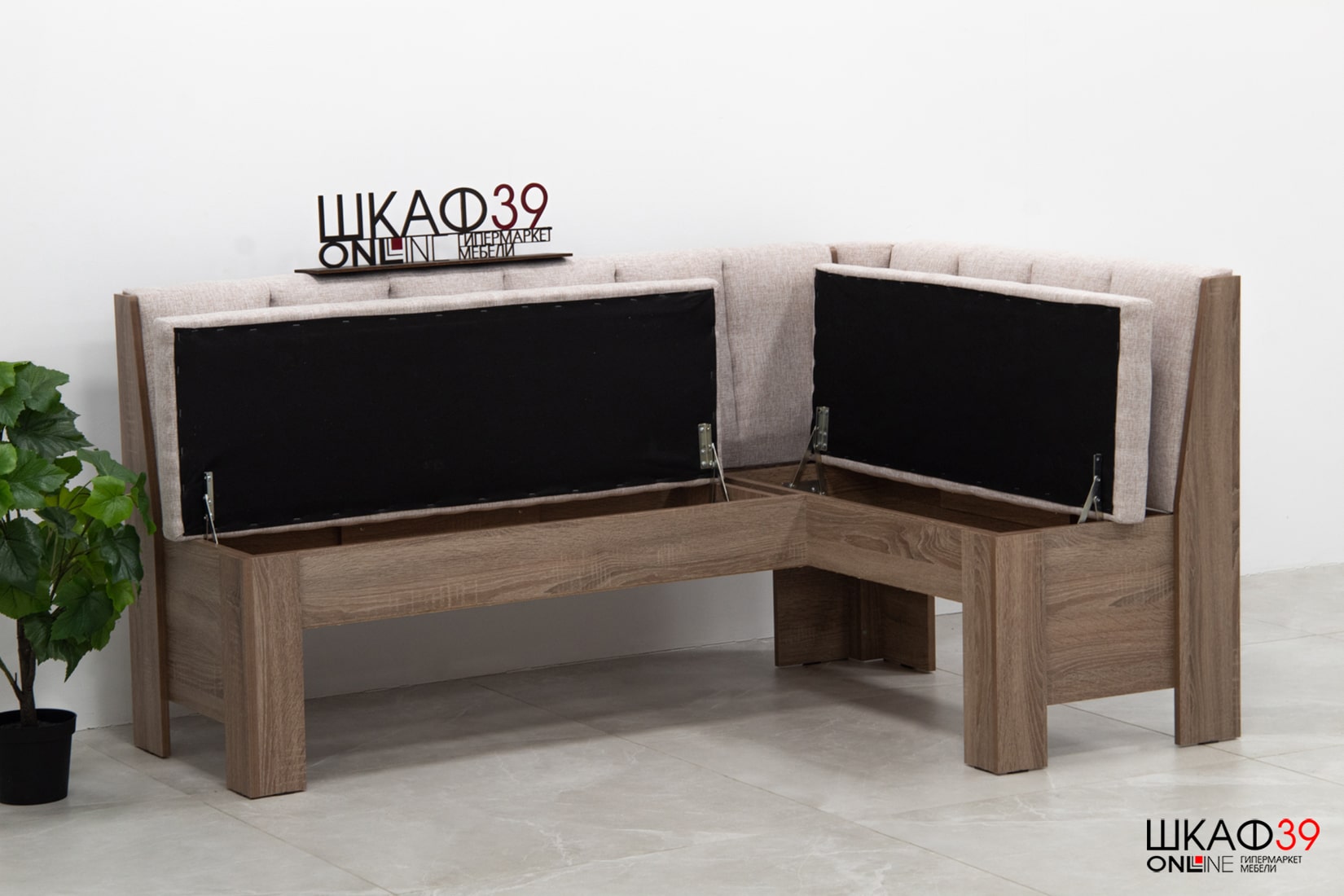 Ганновер скамья угловая Сонома трюфель Рогожка Capri Бежевая