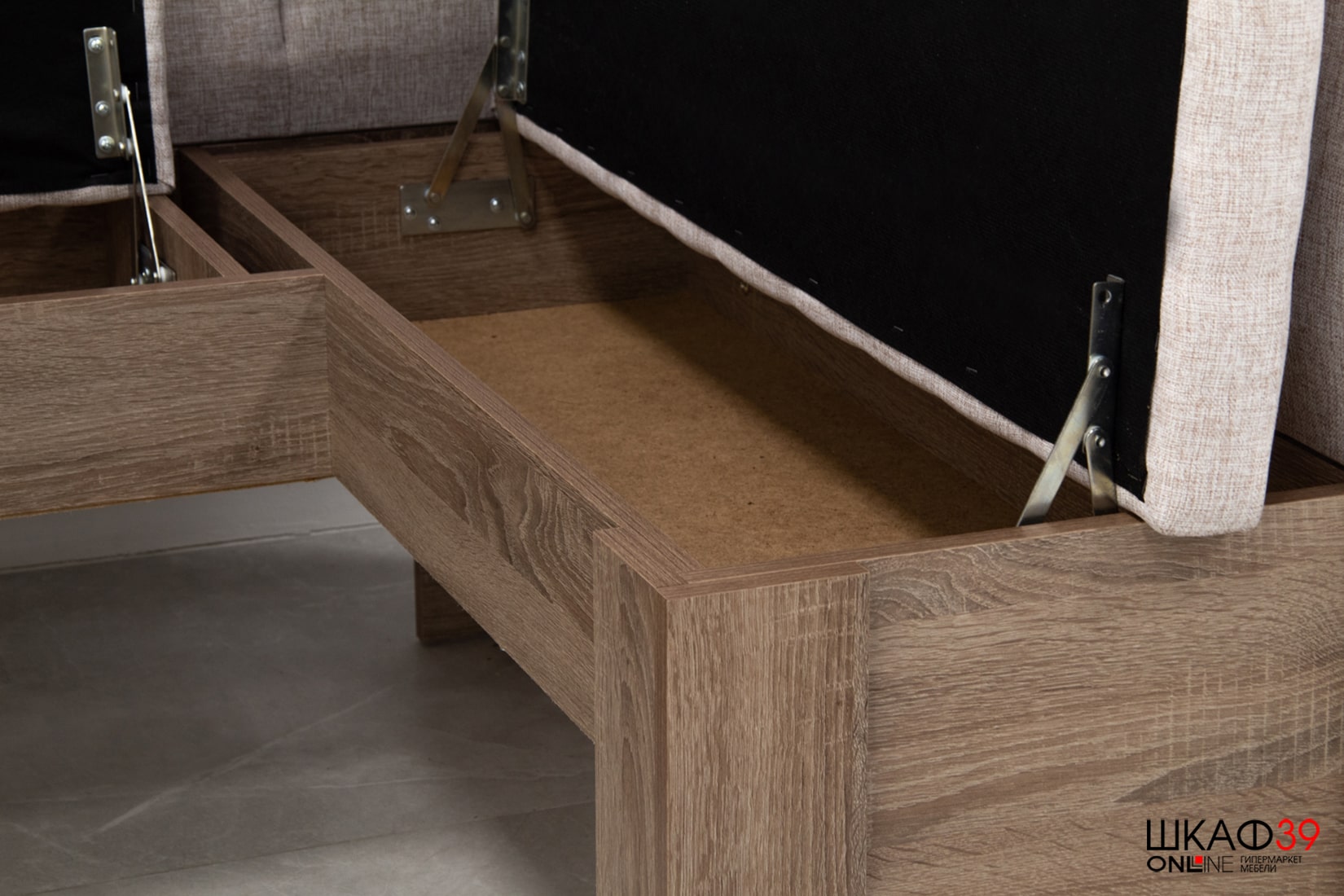 Ганновер скамья угловая Сонома трюфель Рогожка Capri Бежевая