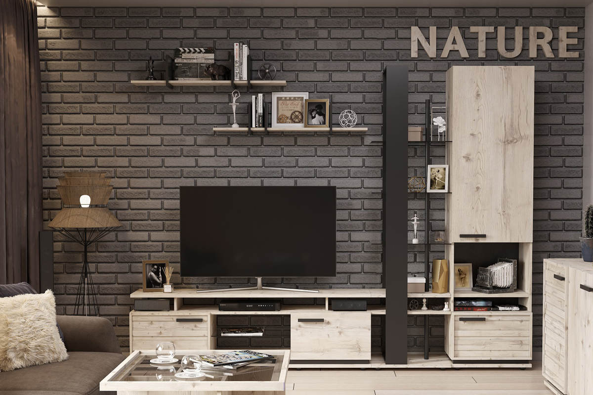 Nature Стенка Комплект 3 Гаскон пайн/Черный