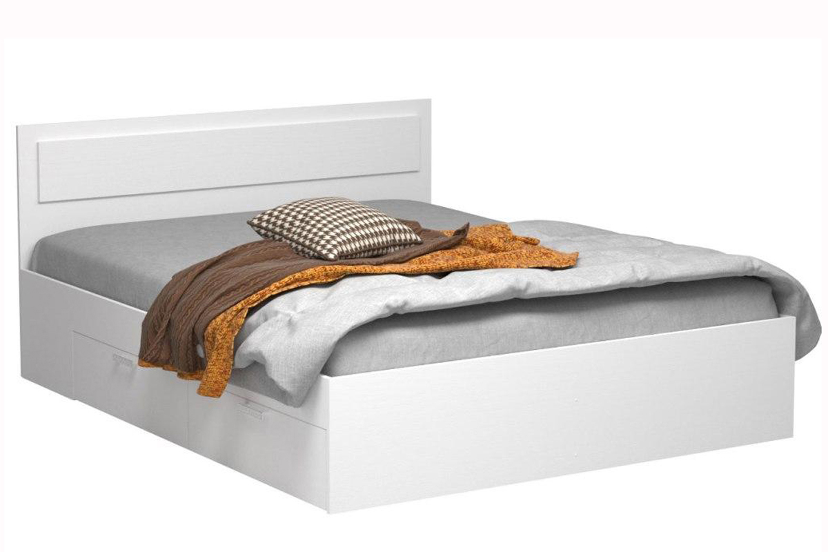 Жаклин Кровать 140х200 см с ящиками Белый ДСП настилом